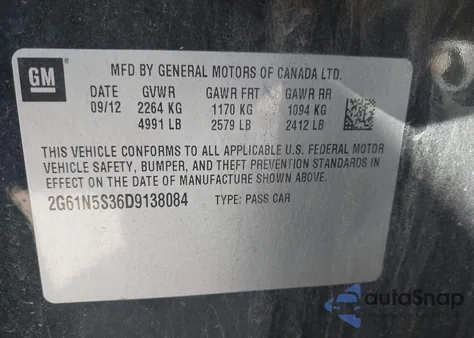 2013 Cadillac Xts Standard z USA, uszkodzony, nr VIN 2G61N5S36D9138084